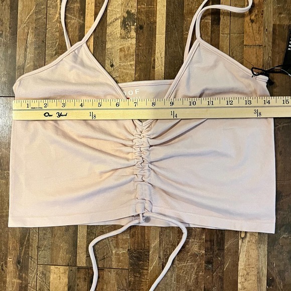 Poof New York Womens Crop‎ Tank Rose Smoke M/L Spaghetti Strap - Picture 7 of 8